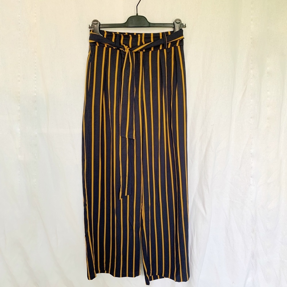 Windsor // Navy, Orange Striped Wide Leg Pants size Small ap2